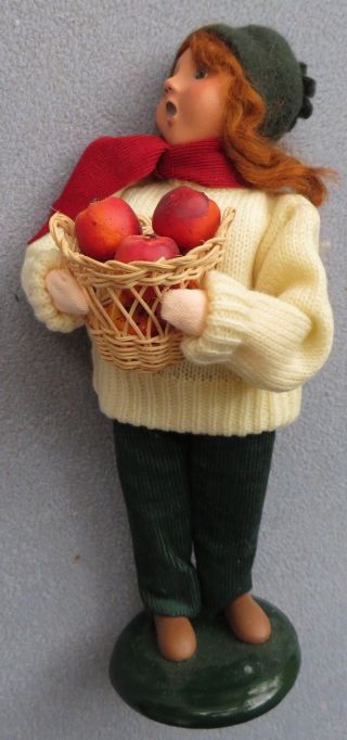 Byers Choice Caroler Girl With Basket Of Apples Signed Joyce