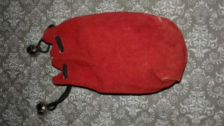 Vintage Collectors red Leather Marble bag with bells on drawstrings 4