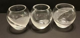 Unique Lenox Glass Frosted Glass Windswept Small Votive Candle Holder Set Of 3
