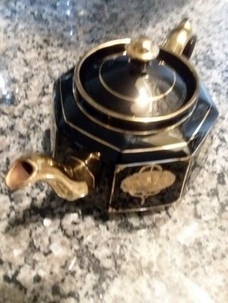 Tea Pot Gibson & Sons England Vintage Black And Gold Tea Pot Celtic