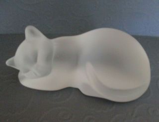 Lenox Frosted Glass Kitty Cat Sleeping Taking A Nap Figure Stamped