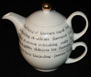 Arthur Wood Son Staffordshire England Tea Pot Teapot Nesting Cup Earl Gray