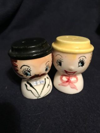 Vintage Egg Cup Couple Salt And Pepper Shakers