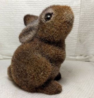 Vintage Josef Brown 4 " Flocked Bunny Rabbit Japan