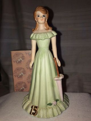 Vintage 1982 Enesco Growing Up Birthday Girls Porcelain Figurine Statue 15 Years