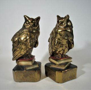 Vintage Art And Crafts Marion Bronze Owl Bookends