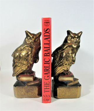 Vintage Art and Crafts Marion Bronze Owl Bookends 4