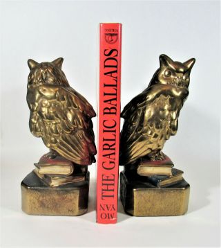 Vintage Art and Crafts Marion Bronze Owl Bookends 5