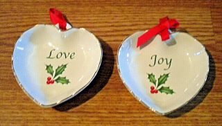 Lenox American By Design Holiday Christmas Heart Shaped Dishes Porcelainjoy Love