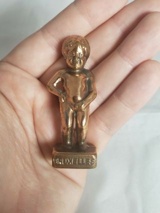 Manneken Pis Mini Figurine Statue Bronze Brussels Belgium Boy Peeing
