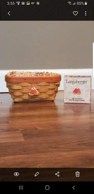 Longaberger 1999 Candy Corn Basket Combo With Tie On,  Liner,  And Protector.