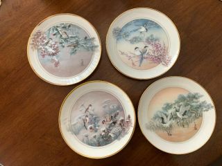4 " Birds Of The Temple Gardens " Collector Plates By John Cheng - Limited Edition