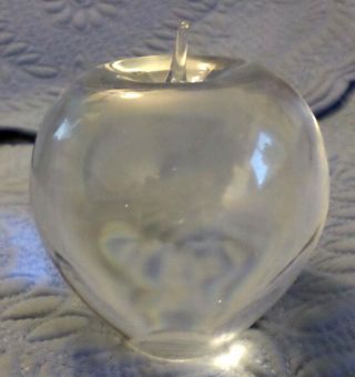 Vintage Large 4 " Larson Crystal Glass Apple Paperweight Signed