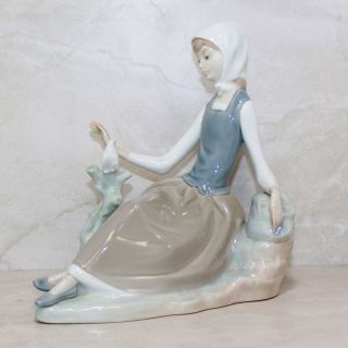Lladro Figurine 4660 Ln Box Shepherdness With Dove