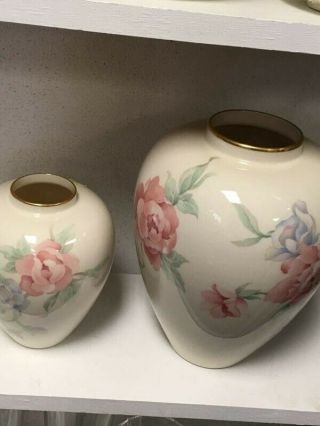 Lenox Rose Bud Gold Trim Vase - Set Of 2