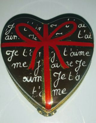 Limoges France Peint Main Paris French Heart Gift Heart Box Vintage