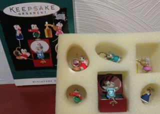 1995 Hallmark Tiny Treasures Miniature Set Of 6 Keepsake Ornaments Qxm4009 Nos