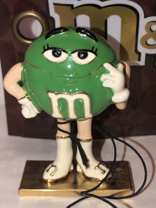 Metal M&m Trinket Box Figurine 5 Green W Lips 