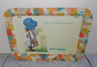 1972 Vintage Holly Hobbie Doll Metal Folding Tv Tray Start Each Day In Happy Way