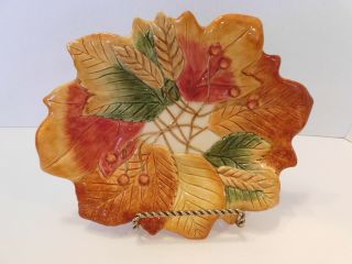 Fitz & Floyd Classics Huntington Fall Autumn Thanksgiving Ceramic Leaves Plate