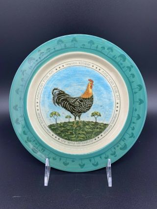 Warren Kimble American Folk Art Rooster Chicken Salad Plate Otagiri Japan