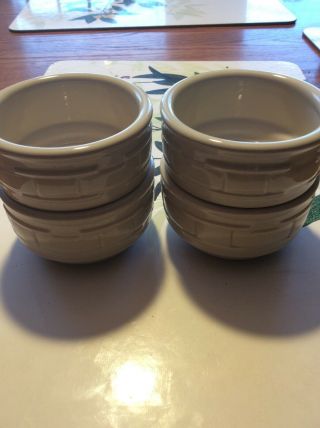 Longaberger Pottery Ivory Woven Tradition Ramekins Custard Cups Set Of 4