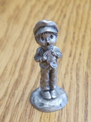 Vintage 1980 Hallmark Little Gallery Miniature Pewter Figurine Boy Caroler Xmas