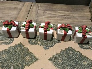 Fitz & Floyd Christmas Trinket Boxes Set Of 5