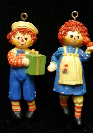 Hallmark Raggedy Ann & Andy 1975 " Adorable " Keepsake Ornaments 3 1/2 " Vintage