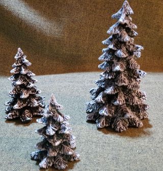 Village Evergreen Trees (set Of 3) - 56.  52051 - Dept 56 - Train,  Doll House Collectio