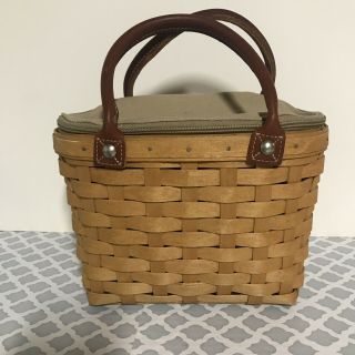 Longaberger Medium Boardwalk Basket Purse With Leather Handles W/ Protector