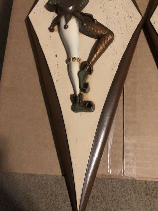 Pair Vintage Hand Crafted Burwood Co.  Musical Jesters Wall Hangings 7
