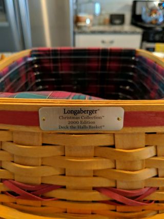 Longaberger 2000 deck the halls basket W/Wood Craft Lid 2