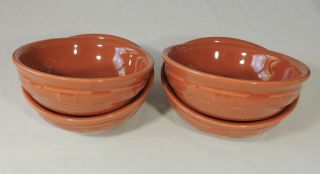 4 Longaberger Pottery Usa Woven Traditions Spice 6 " Cereal Soup Bowls