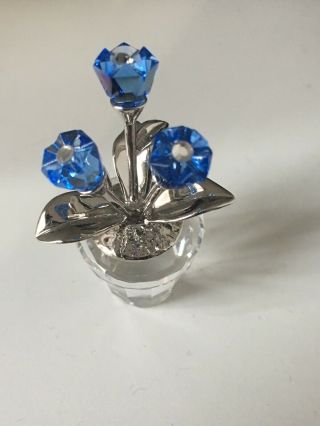 Swarovski Crystal Memories Blue And Silver Forget - Me - Not Flower Pot