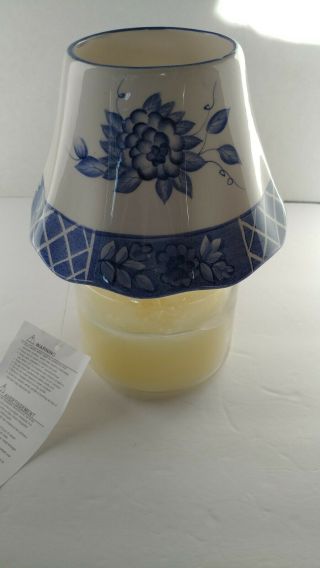 Home Interiors Ceramic Candle Topper Shade - Blue And White