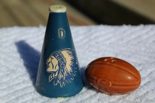 Vintage Go - With Cheer Leader Cone And Football Salt And Pepper Shakers - Japan