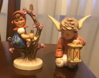 M J Hummel Goebel Figurine Apple Tree Girl Germany 141 3/0 & Angelic Guide 572