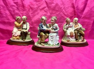 Set Of 3 Vintage Ucgc Ceramic Porcelain Old Man & Old Women 6 " Figurines - L@@k
