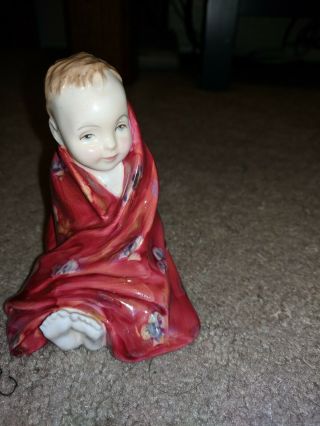 Royal Doulton " This Little Pig " Boy Figurine With Red Blanket