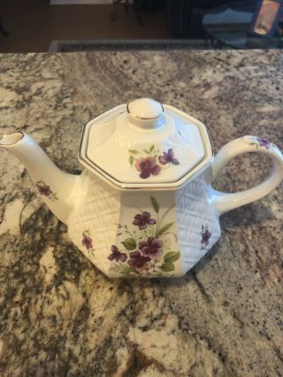 Windsor Made In England Porcelain Teapot Floral Decor - Gold Trim -