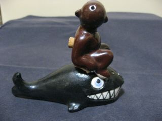 Vintage Black Americana Jona And The Whale Go With Salt And Peppers Shakers 2