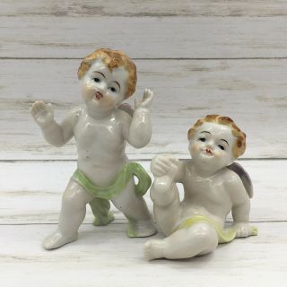 Vintage Ucagco Ceramic Cherub Angel Figurines Set Of 2