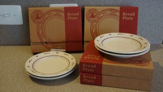 Set Of 4 Longaberger Woven Traditions Red Bread/dessert Plate 7.  25 "