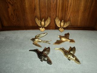 Home Interiors Homco 6 Vintage Accent Birds Hummingbirds Doves Wall Plaques