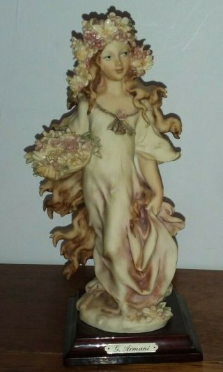 1986 Florence Italy Giuseppe Armani Signed Figurine Girl With Flowers