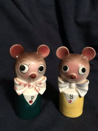 Vintage Cute Mice Salt And Pepper Shakers