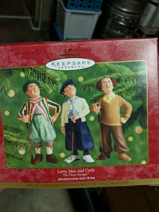 Hallmark 2000 " Larry,  Moe & Curly " The Three Stooges Golf Keepsake Ornament (nib