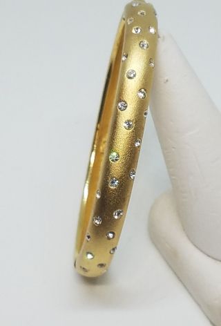 Swarovski Swan Signed Gold Tone Crystal Bangle Hinged Bracelet