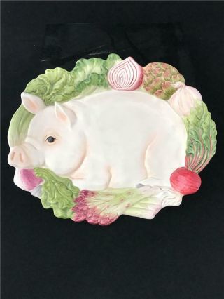Fitz & Floyd French Market Pig,  Vegetable Canape Plate,